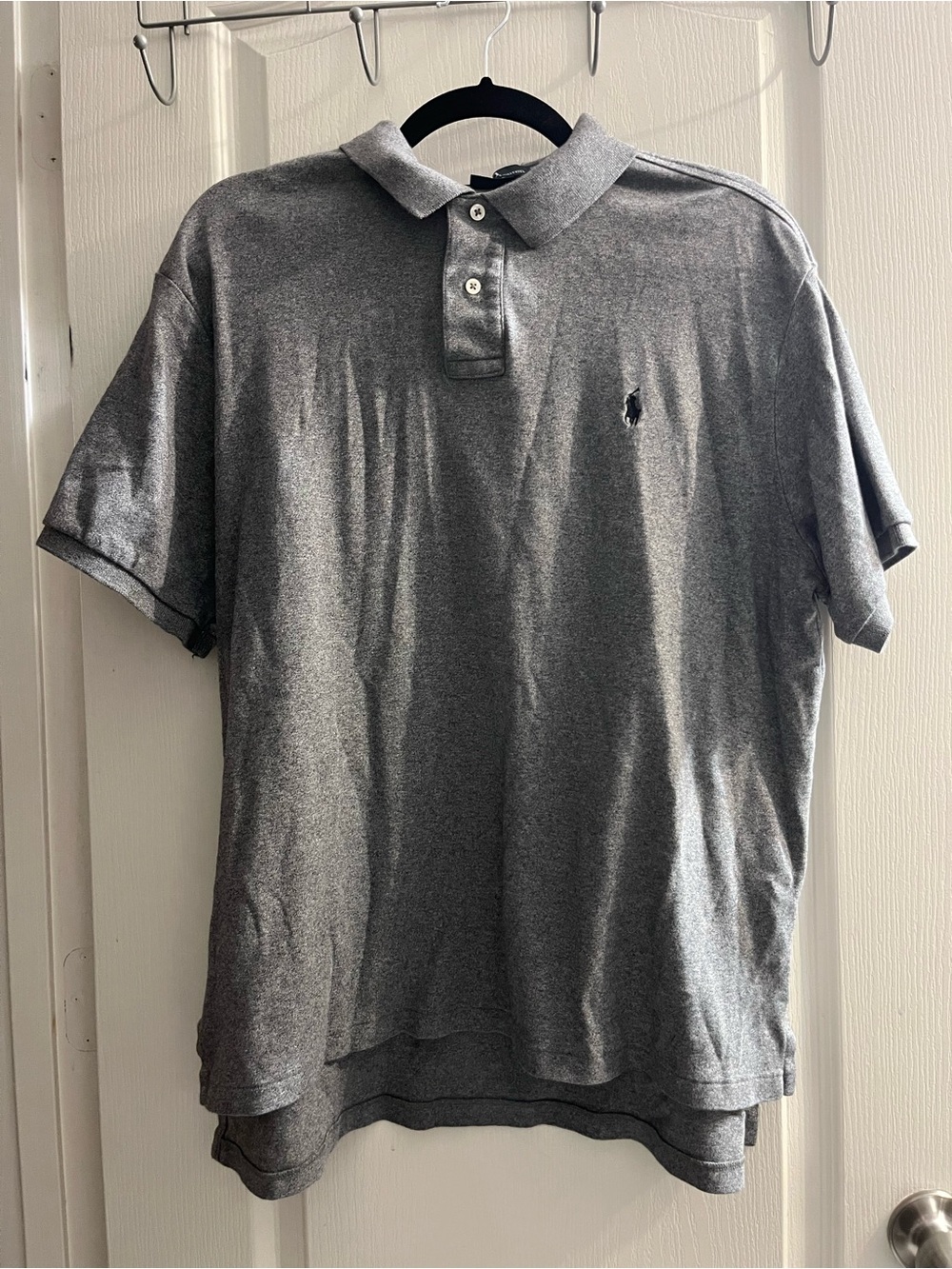 Polo by Ralph Lauren Polo Solid Gray XL Short Sleeve Collared Button Custom Fit